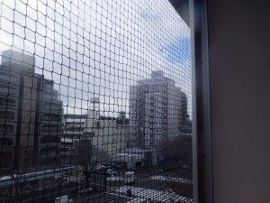 マンションのベランダ　防鳥ﾈｯﾄ取付工事　京都市 イメージ