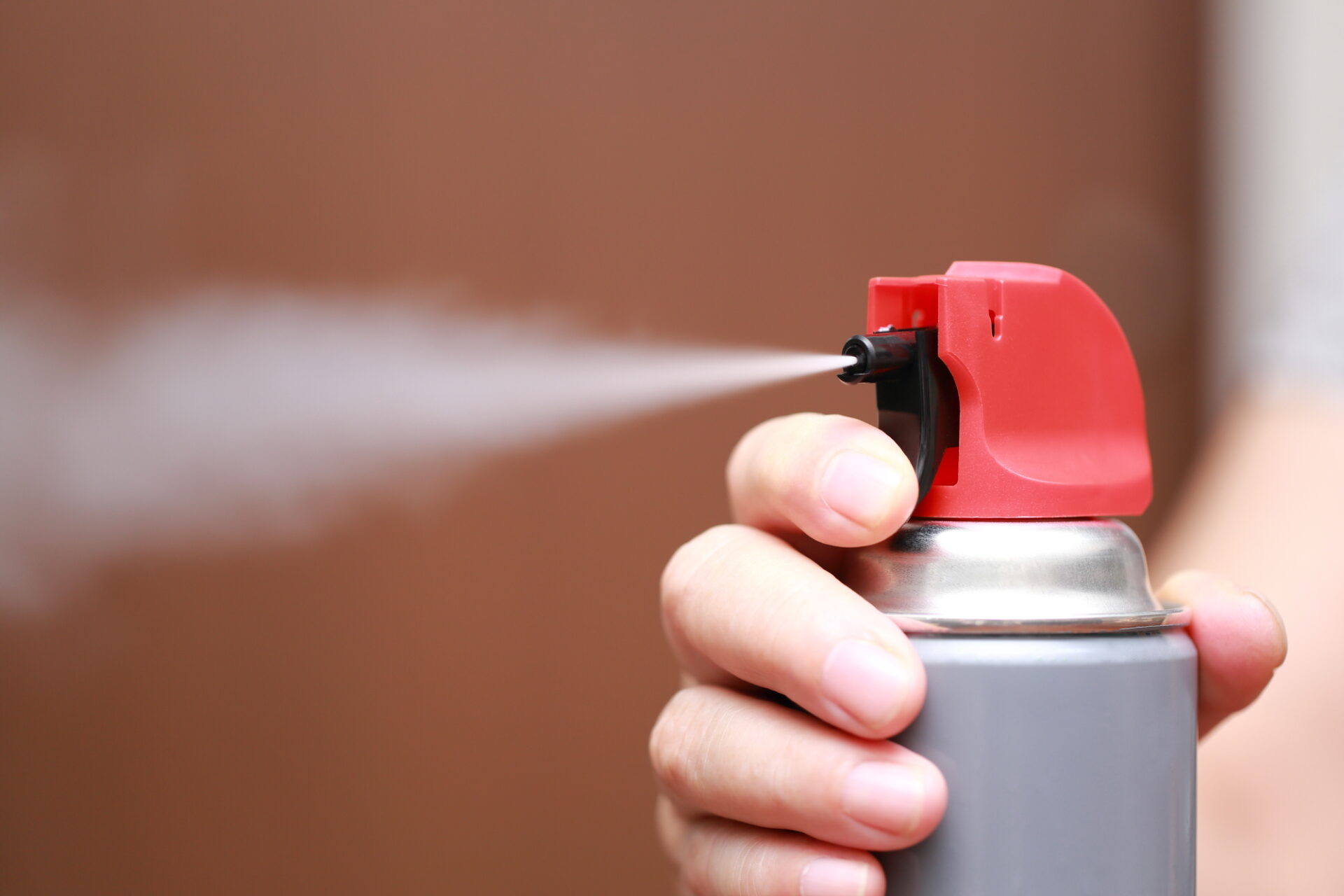 スプレー缶の殺虫剤を噴射する手